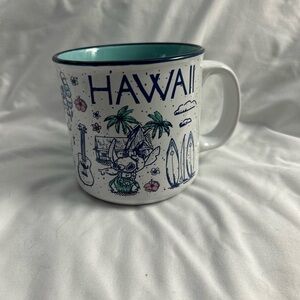 Hawaii Stitch Ohana Themed White and Blue Mug